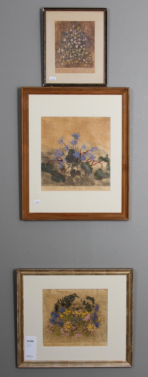 MAJA FJAESTAD. Färgträsnitt 3 st.Sign.