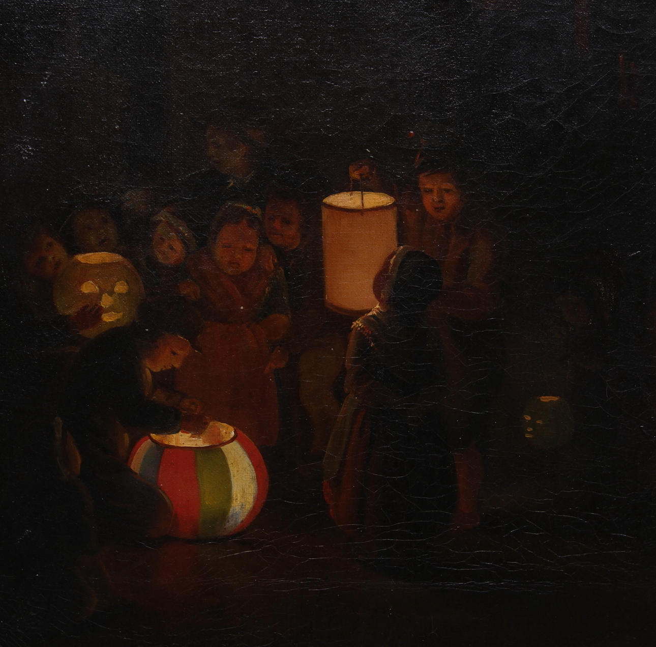 OIDENTIFIERAD KONSTNÄR. Olja på duk, "Halloween" 1800-tal.