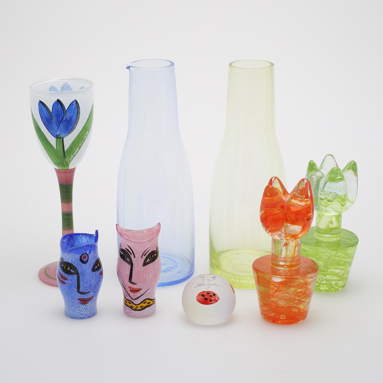 ULRICA HYDMAN VALLIEN. Konstglas, 8 delar, Kosta Boda.