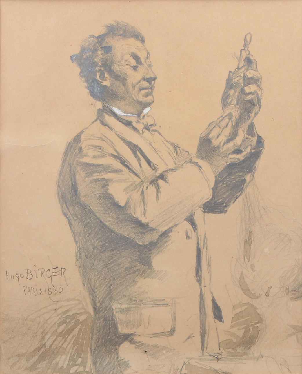 HUGO BIRGER. Piirustus. ”WC”. Allekirjoitettu.