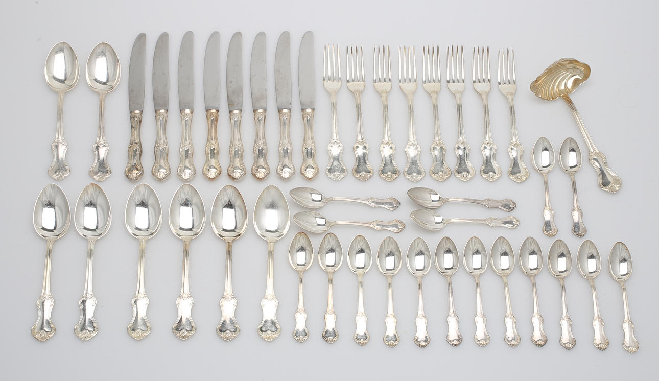 BESTICK, 43 delar, "Patricia", silver, vikt 1371 gram.