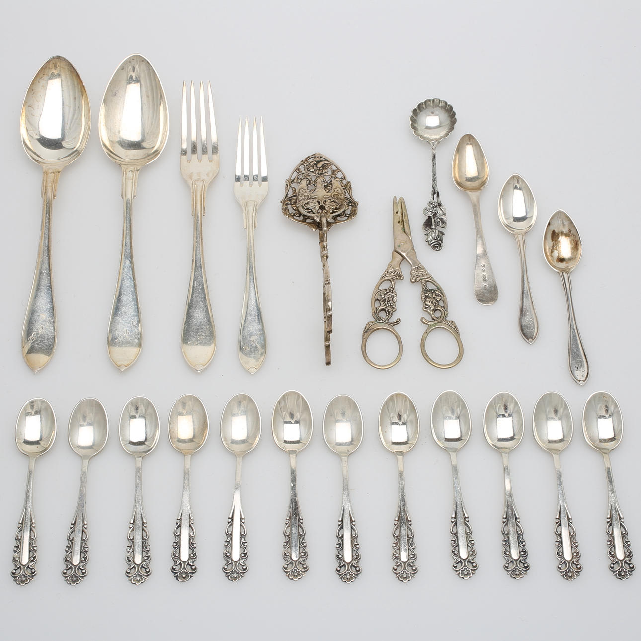 BESTICK, 22 delar, silver, vikt 524 gram.