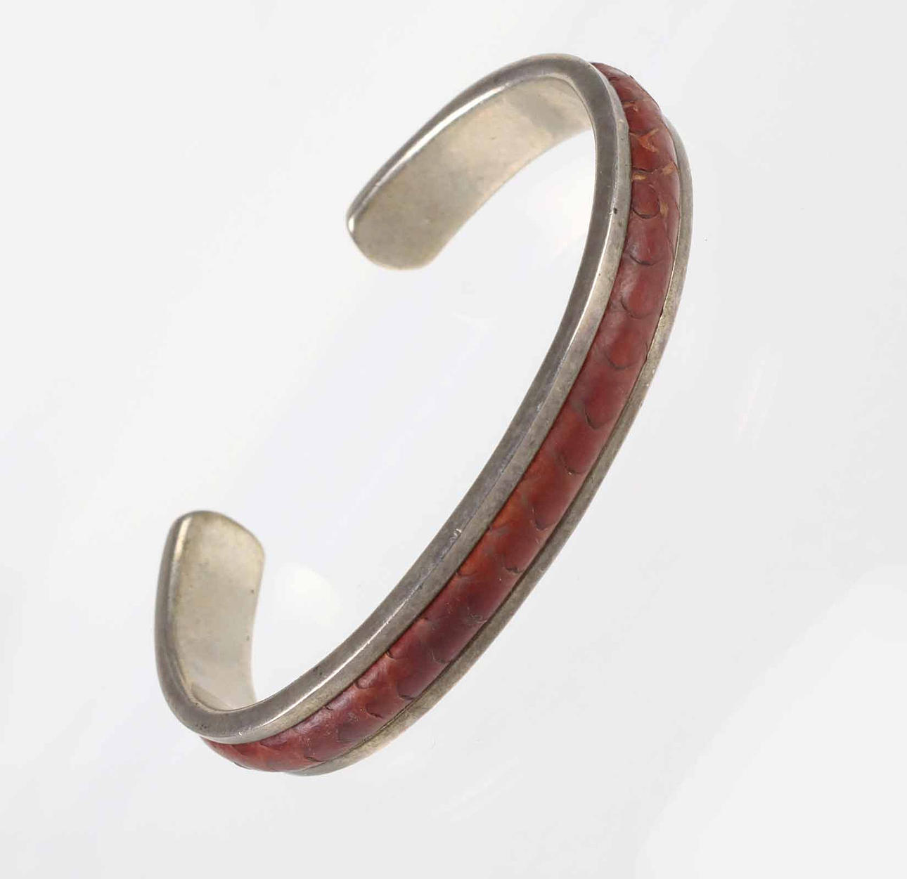 ARMBAND MED LÄDER, SILVER 925.