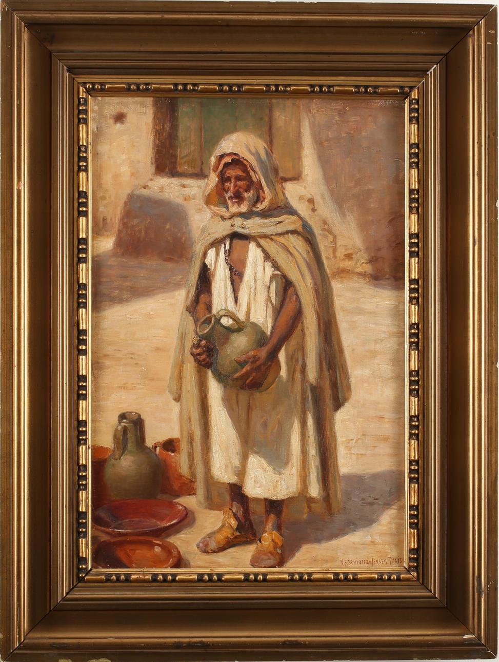 NIELS FREDERIK SCHIÖTTZ-JENSEN. Olja på duk sign.Tunis 1901.