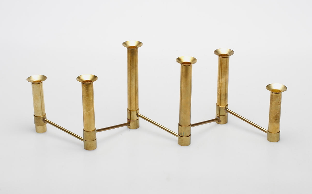 KANDELABER "Nonstop", mässing, design Tapio Wirkkala, Hopeakeskus 1970-tal.