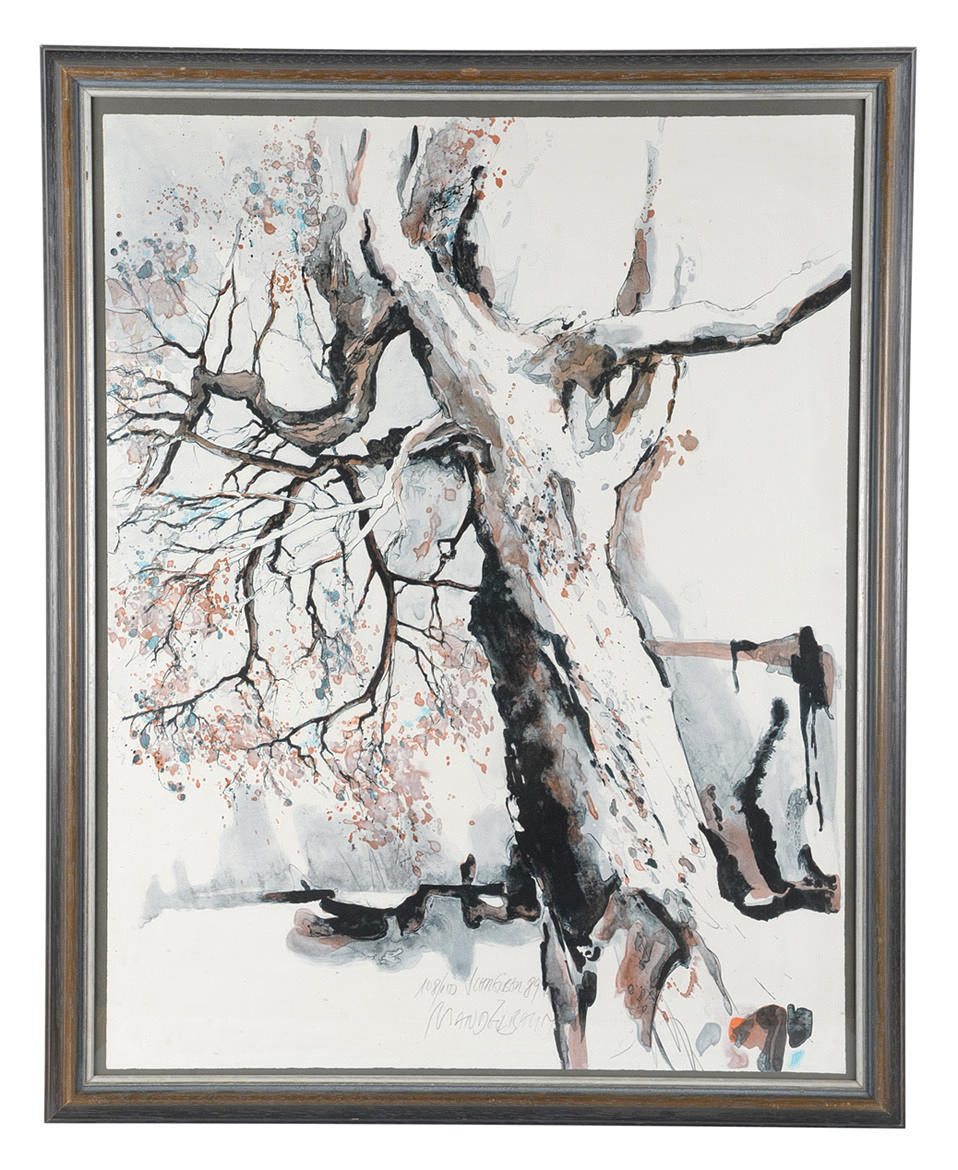 GROSSFORMATIGE LITHOGRAPHIE. ”Mandel träd.” Signerad, numrerad och daterad.