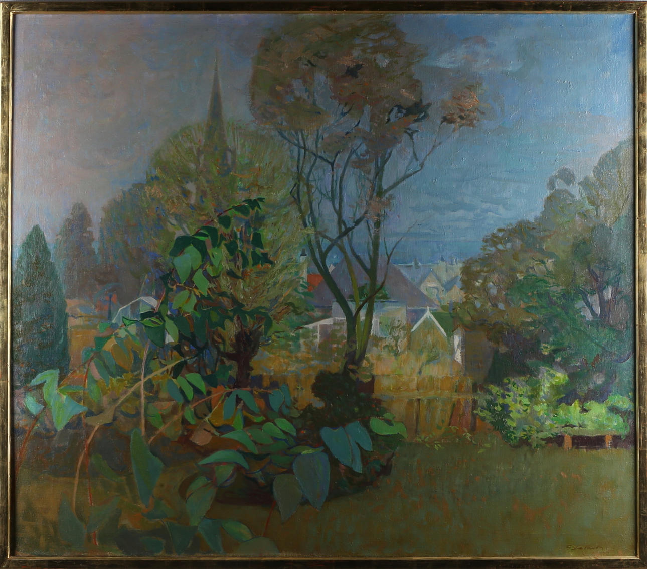 GORDON STEWART CAMERON. "Garden at tighbeg", olja på duk, signerad G S Cameron.