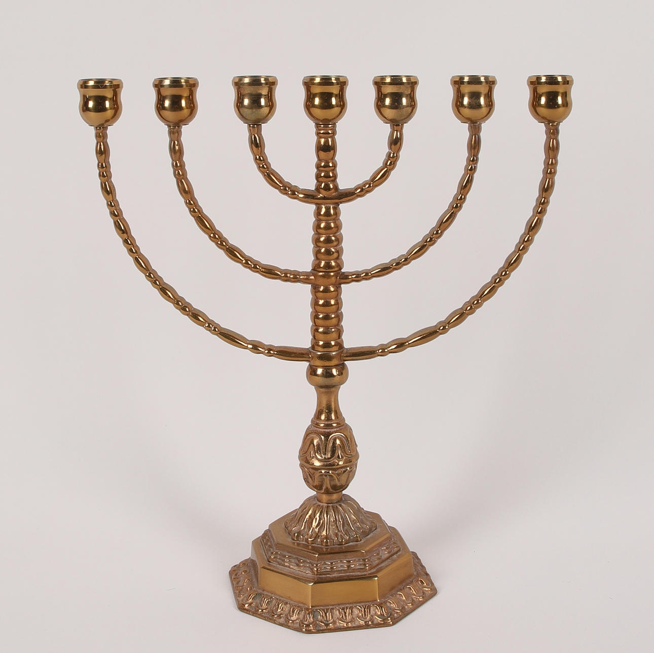 A candlestick, 7-armed, 20th century in ore.