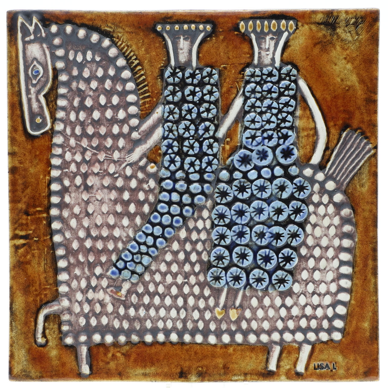 LISA LARSON. wall plaque, “Rider”, stoneware, Gustavsberf. Ceramics ...