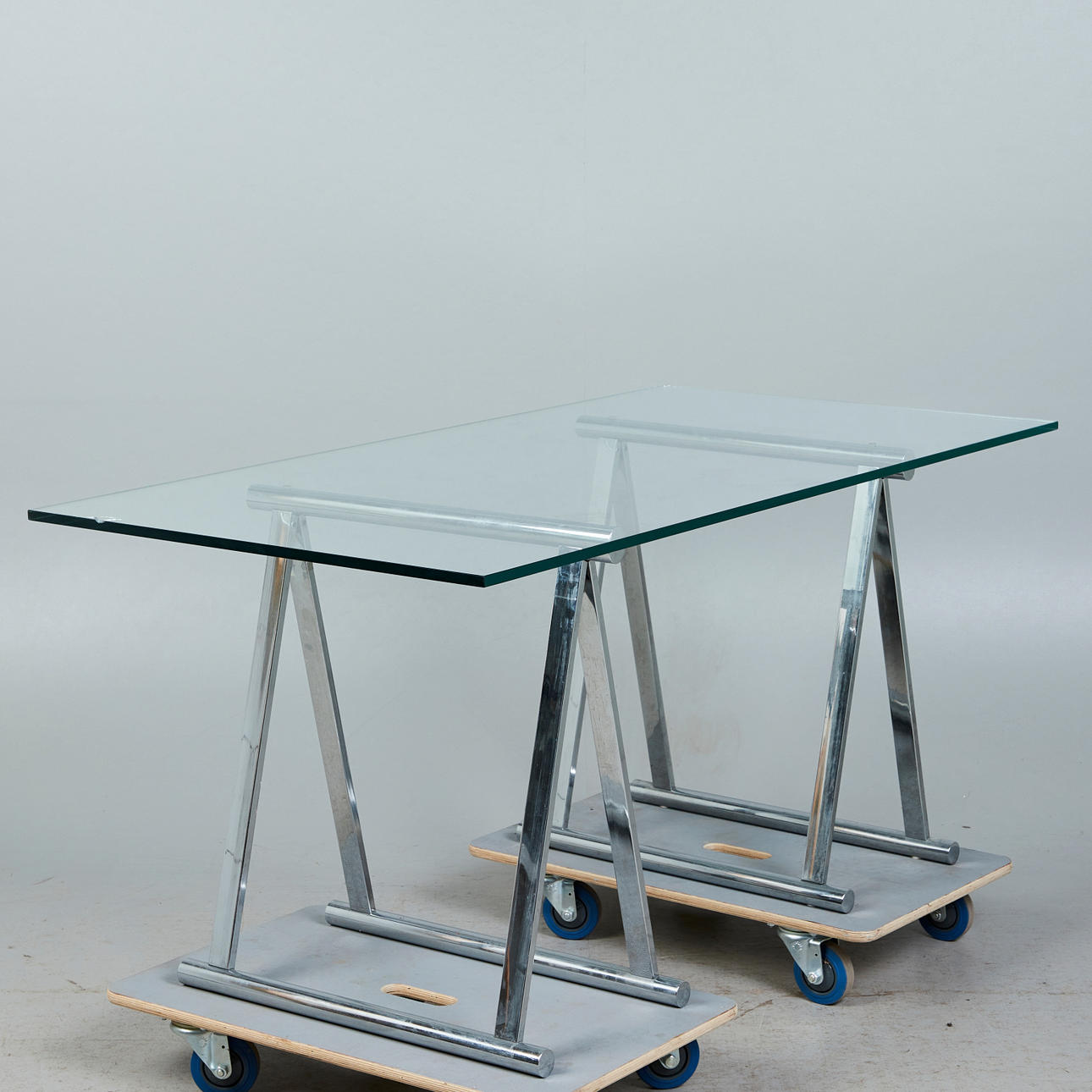 spisebord/bord, stål, forkromet, glas.