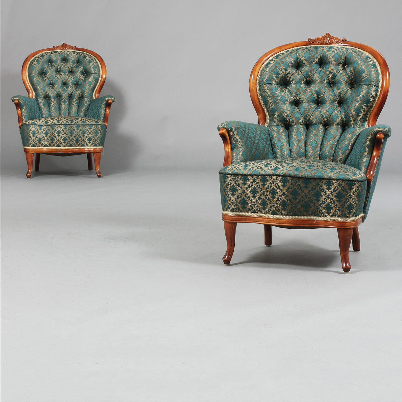 FÅTÖLJER, 2 st, rokokostil. 1900-tal.