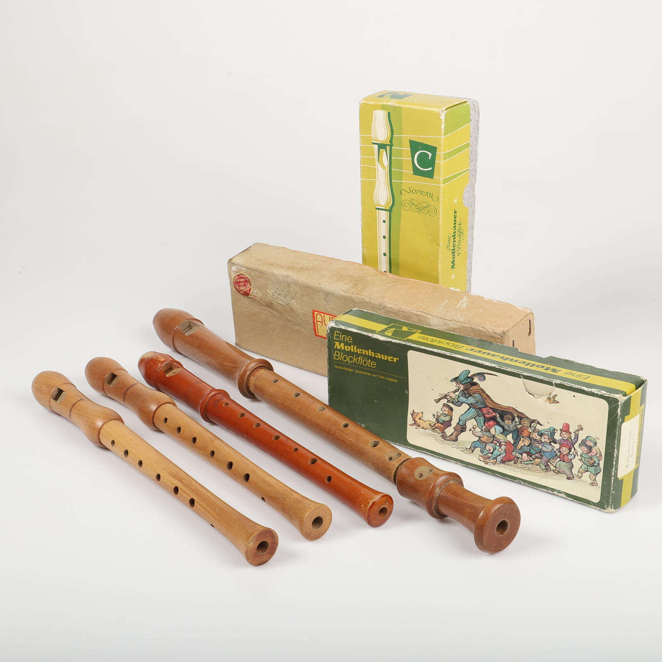 BLOCKFLÖJTER, 4 stycken, bl.a Mollenhauer, Tyskland.