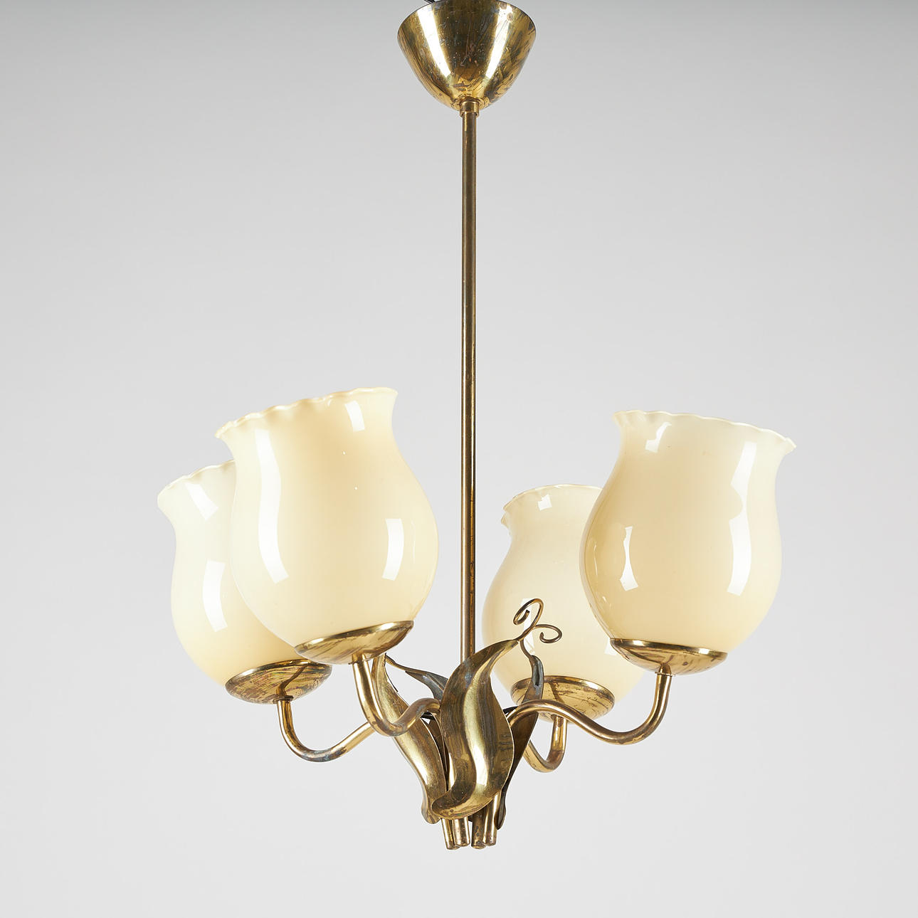 CEILING LAMP, brass, opal glass. Itsu.