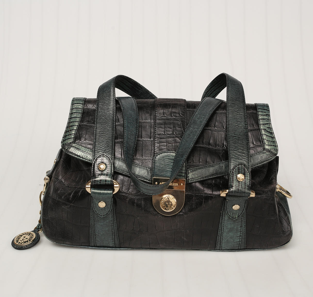 HANDTASCHE, Anne Klein, Leder, dunkelgrün.