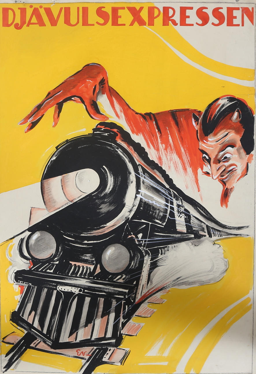 A HAND-PAINTED POSTER, “The Devil's Press”, 1920/30's.