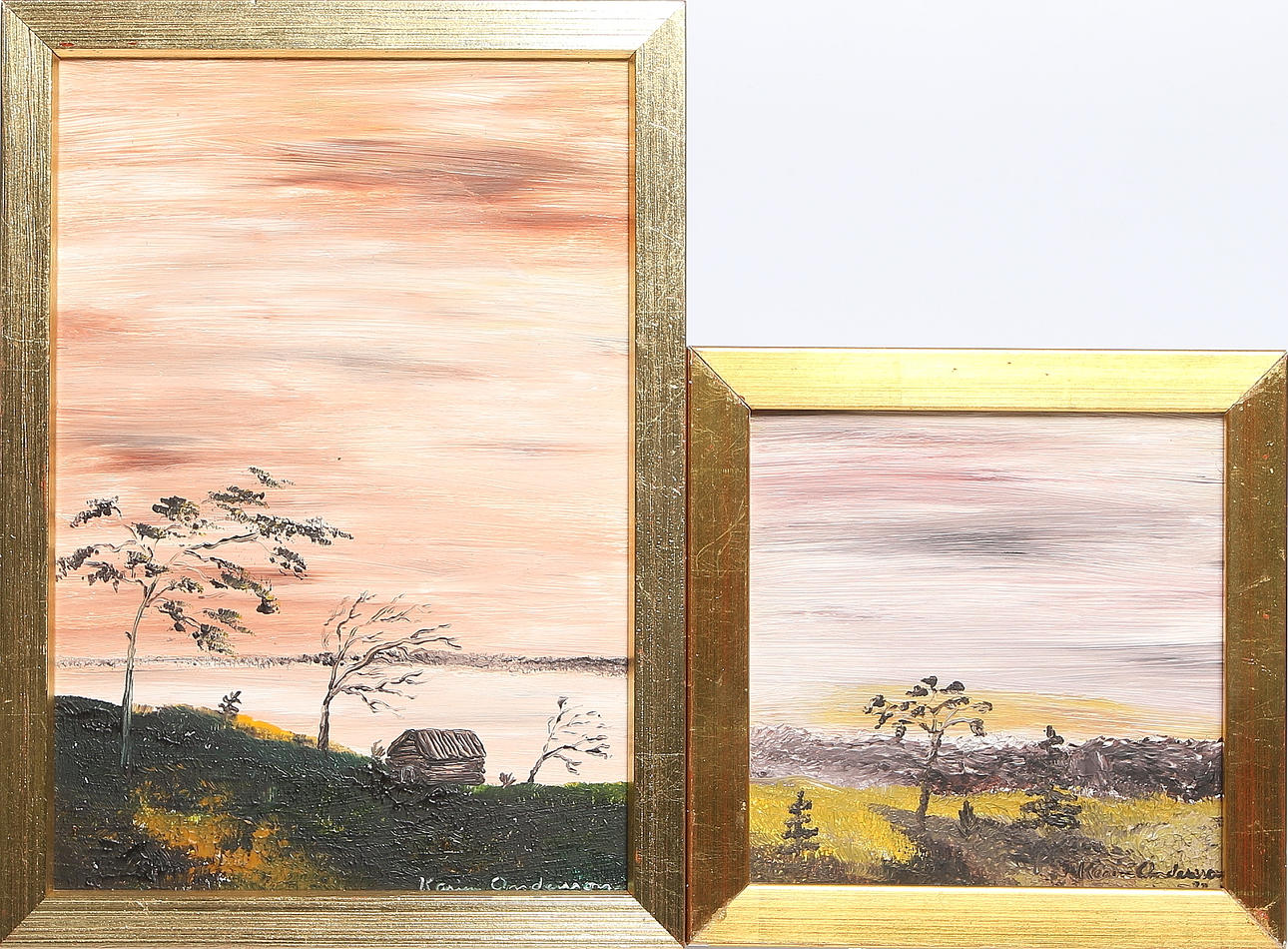 KARIN ANDERSSON. 2 st, olja på pannå, signerad.