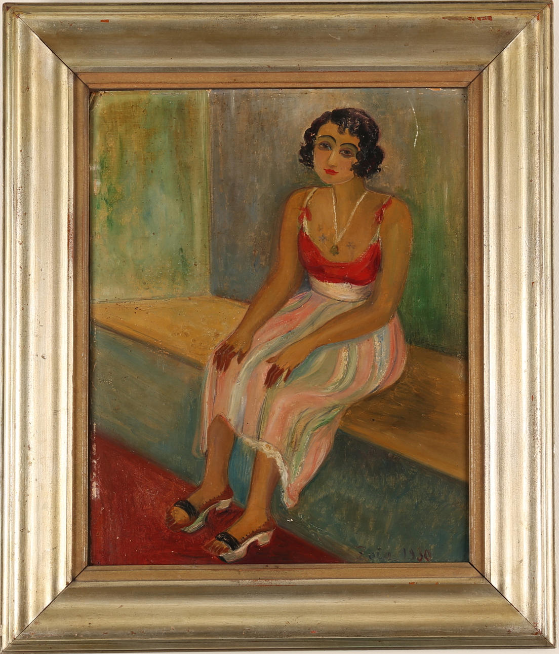 ZOIA KRUKOVSKYA LAGERKRANS. Porträtt, olja på pannå, signerad Zoia 1930.