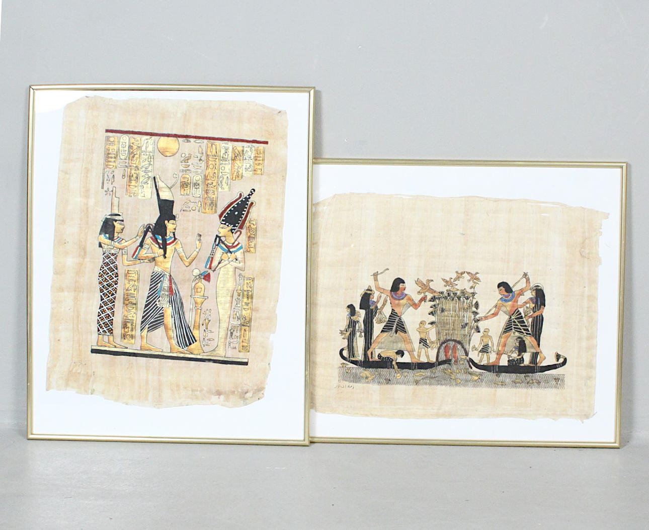 gouache sobre papiro, «paisaje egipcio».