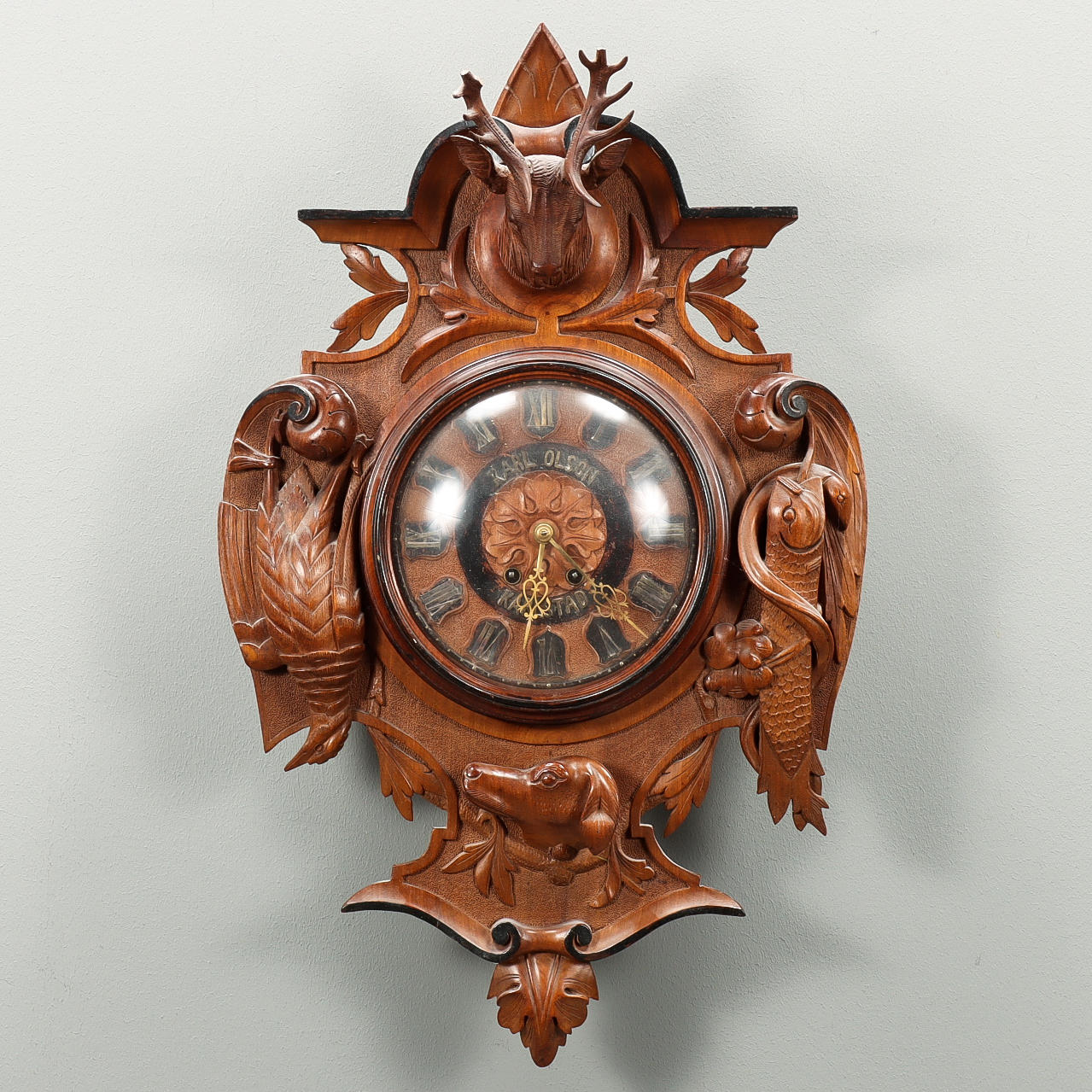 WALL CLOCK marked Karl Olson Karlstad.