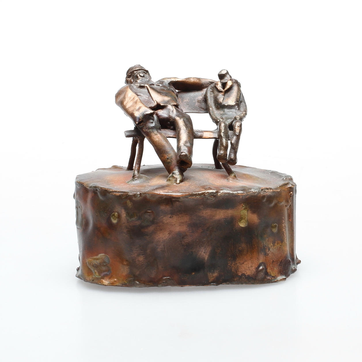 KG PETERSSON. "Samtalet". Skulptur, koppar, signerad.