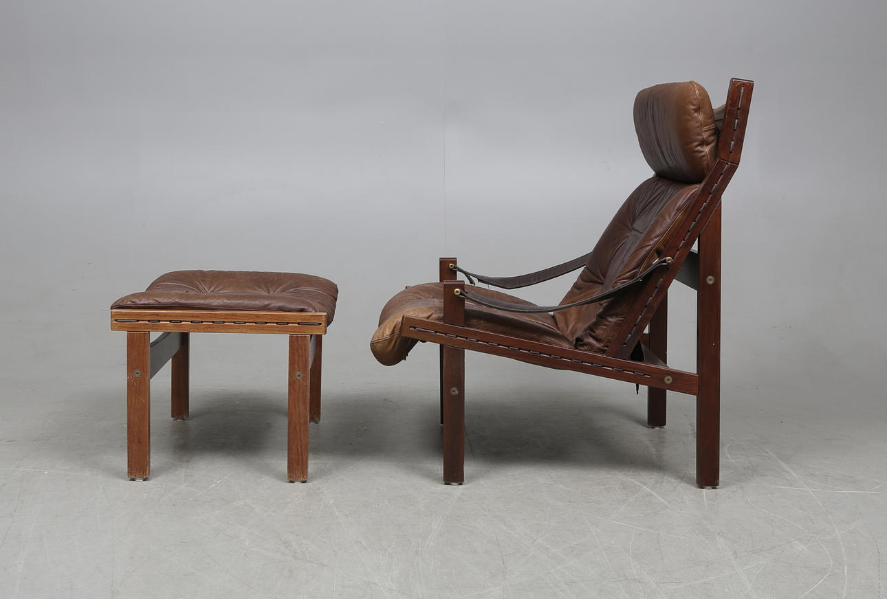 FÅTÖLJ MED FOTPALL, 1960-tal, "Hunter", Torbjörn Afdal för Bruksbo, Norge.