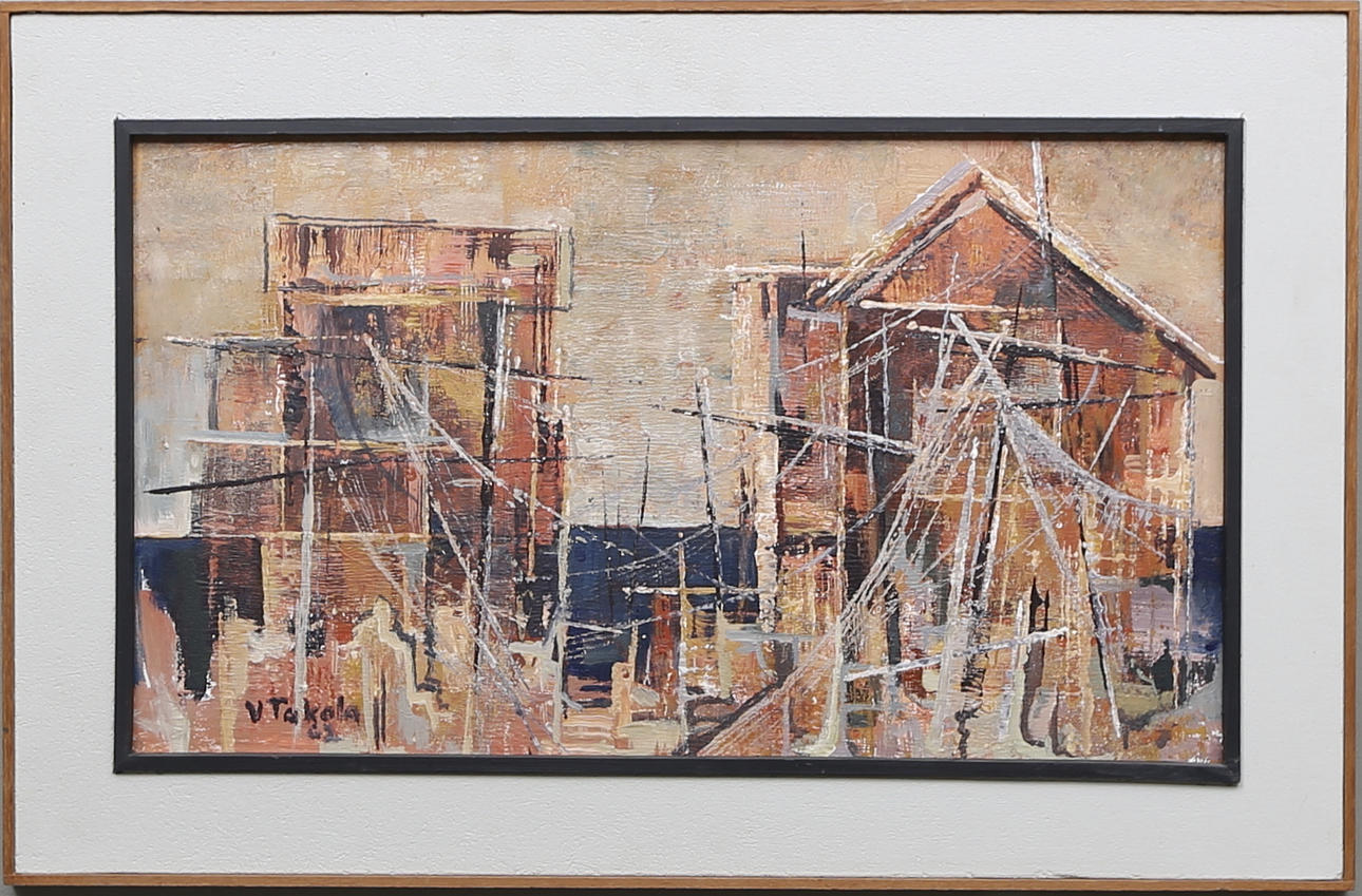 VEIKKO TAKALA. Olja på pannå, signerad och daterad 62.