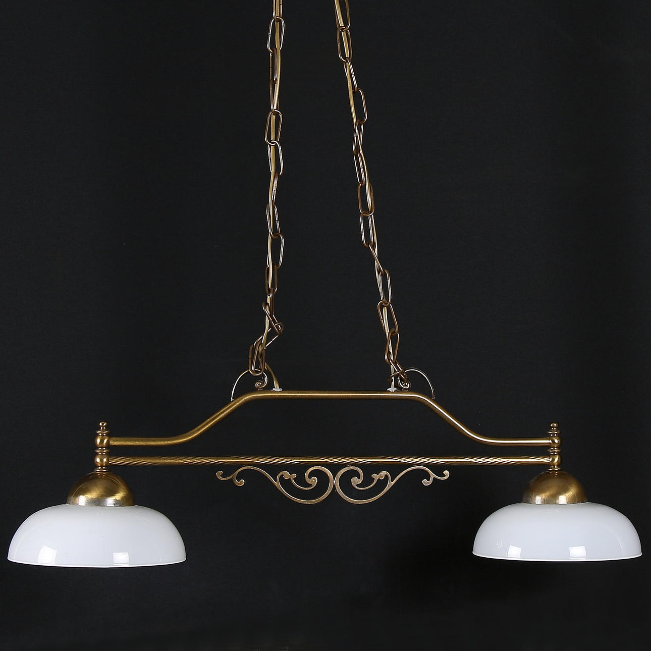 BILJARDLAMPA, metall samt glas, 1900-tal.