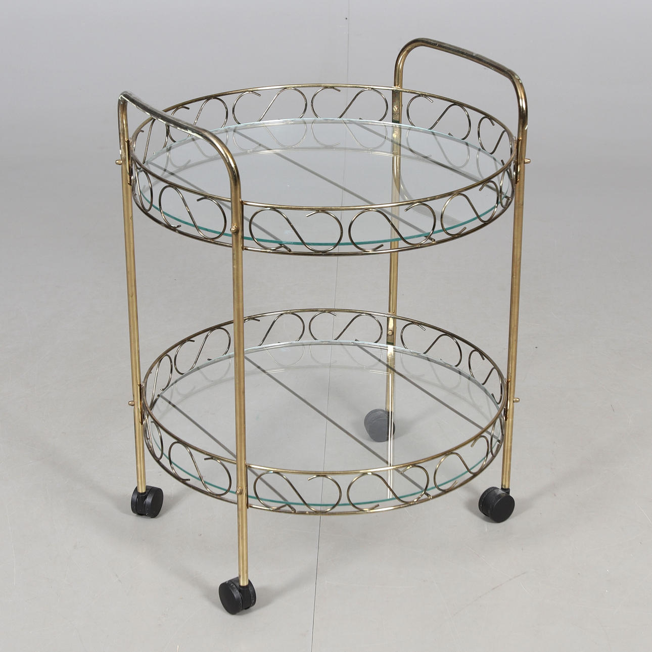 SERVIERWAGEN, Glas, Metall. 20. Jahrhundert.