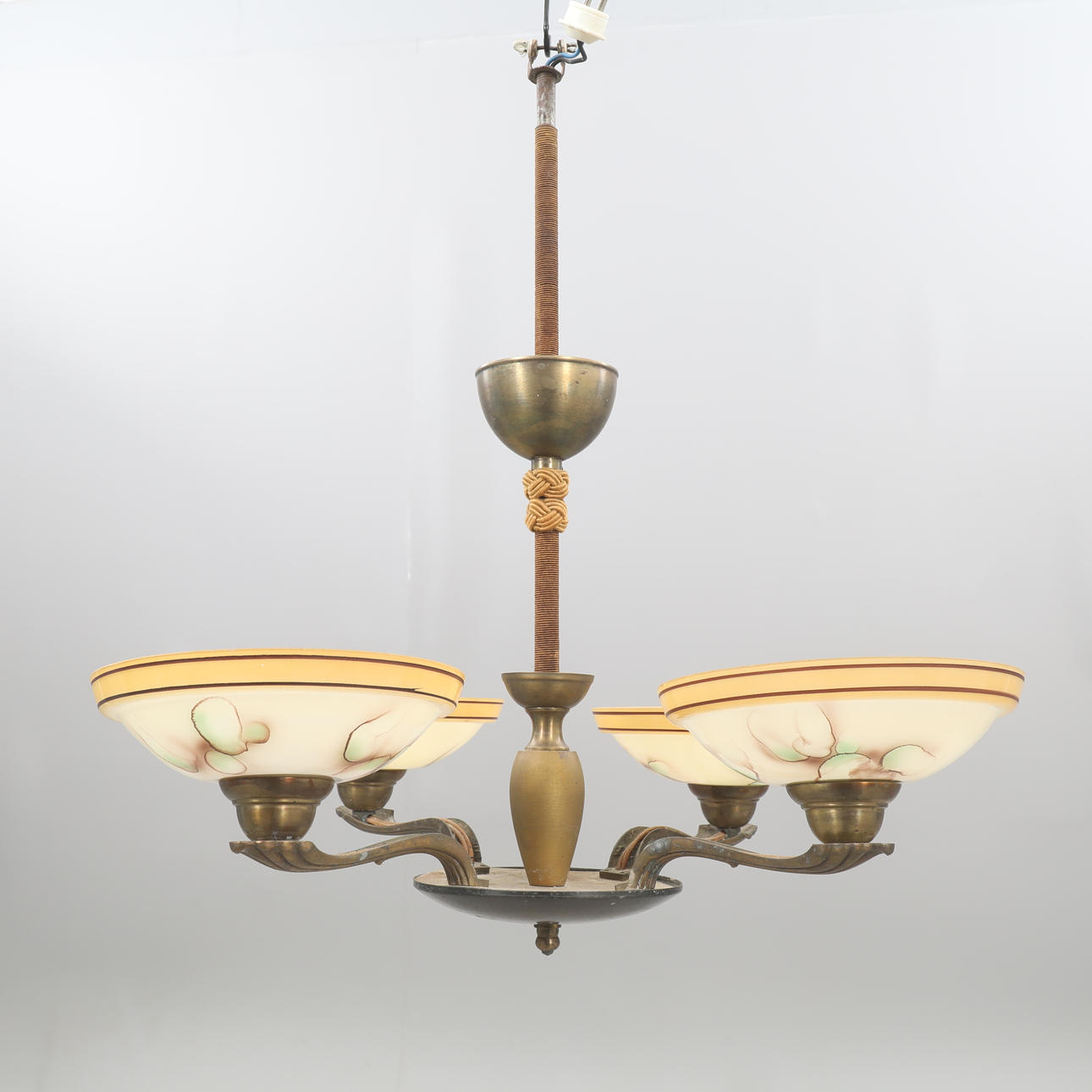CEILING LAMP, metal frame with glass cups.