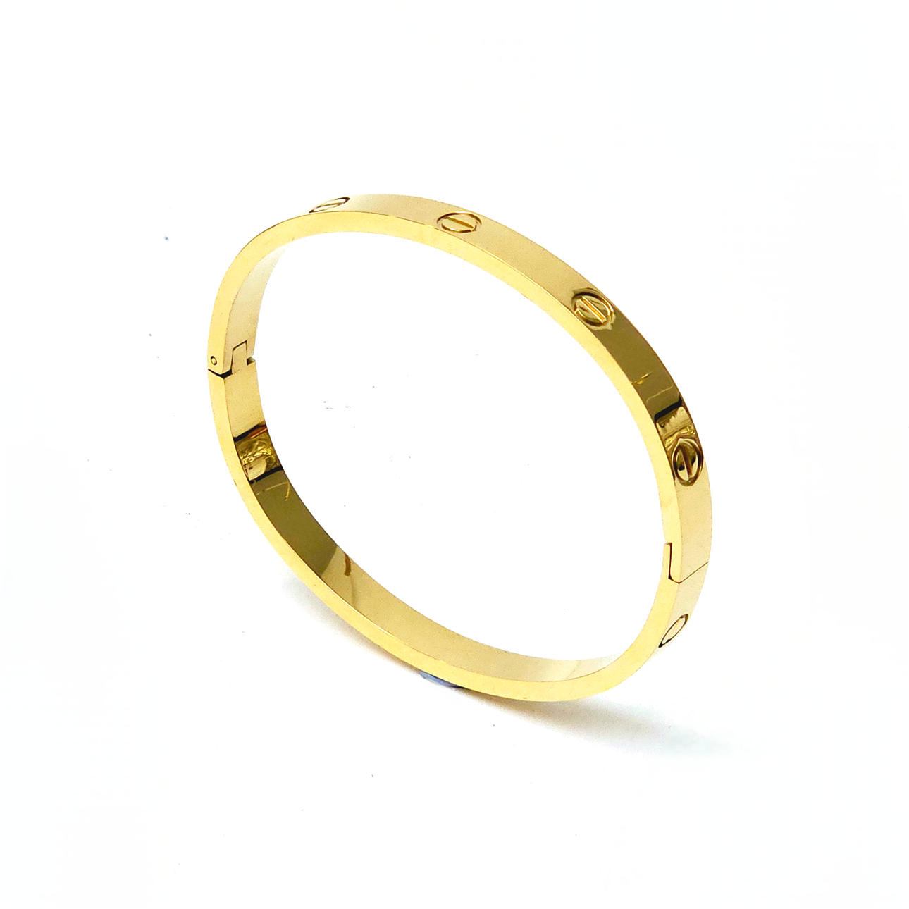 GULT GULDPLÄTERAT STÅLARMBAND.