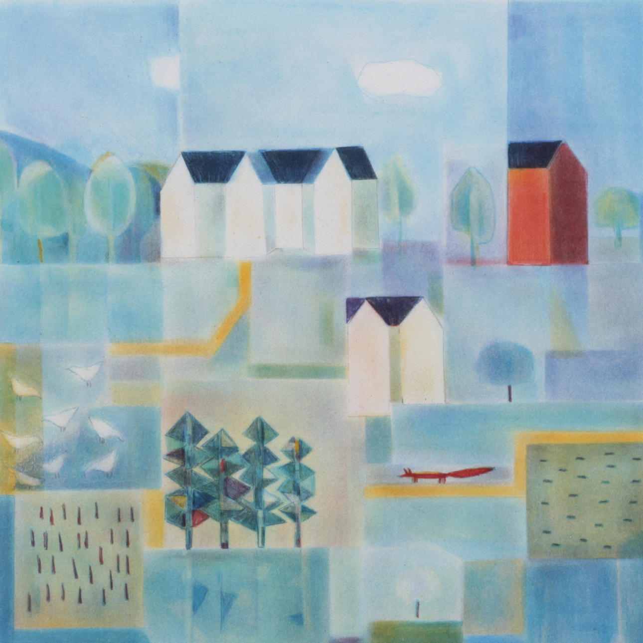 AINO MYLLYKANGAS. Färglitografi, "Sommarmorgon", signerad samt numrerad 6/190.