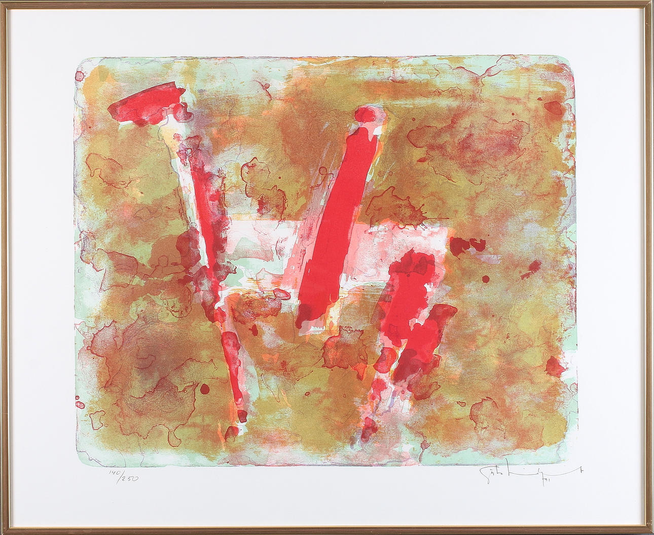 GÖSTA LINDQVIST. "Röd Ryttare", litografi, signerad och numrerad 140/250.