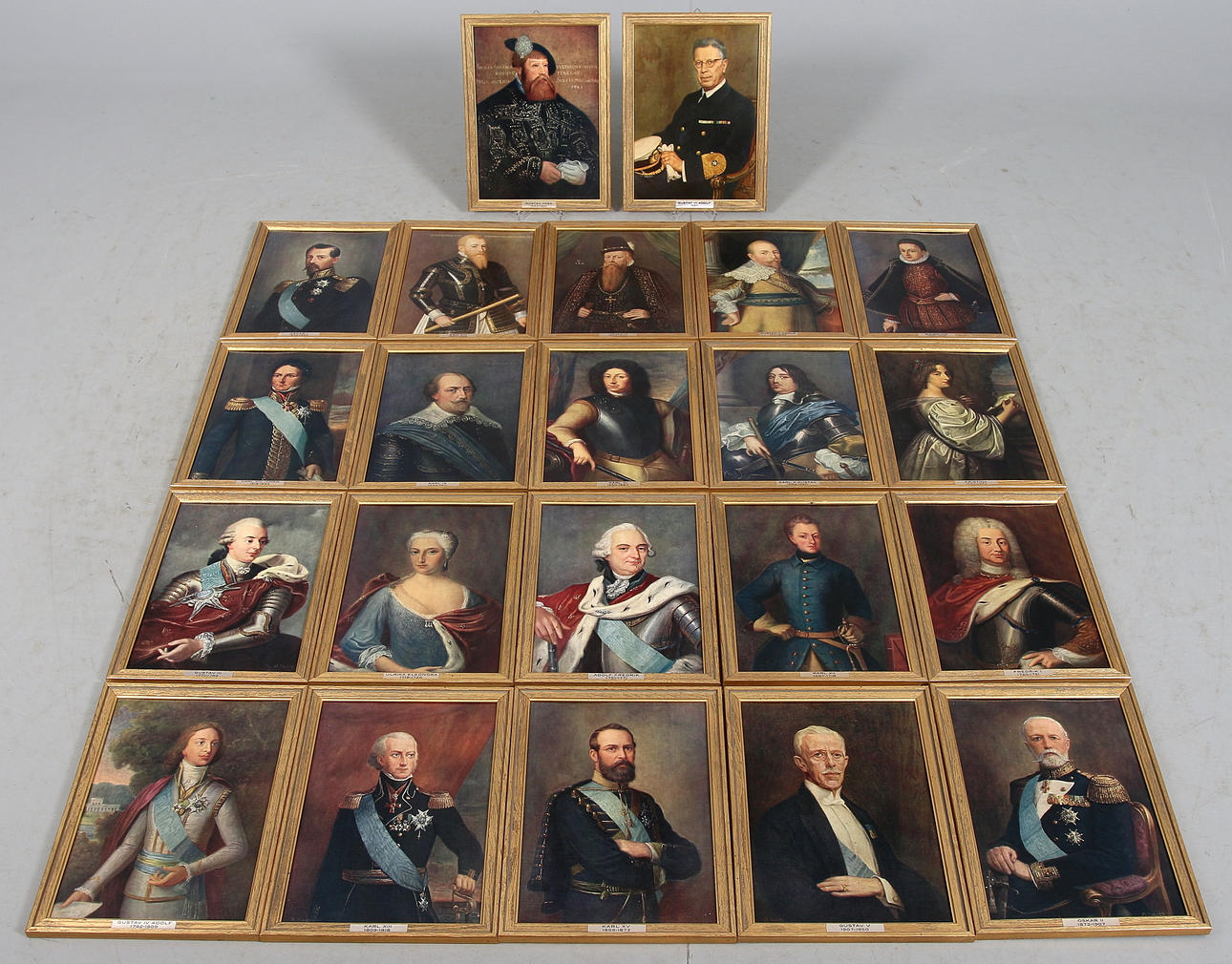 PORTRÄTT ÖVER SVENSKA REGENTER, 22 st, Finlandia Förlag. 1960-tal.