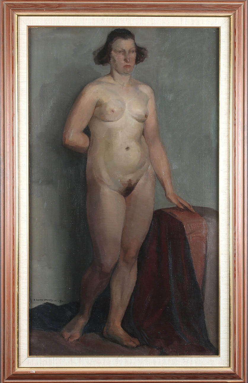 KARL GUSTAV STRANDBERG. Kvinnoporträtt, olja på duk, signerad.