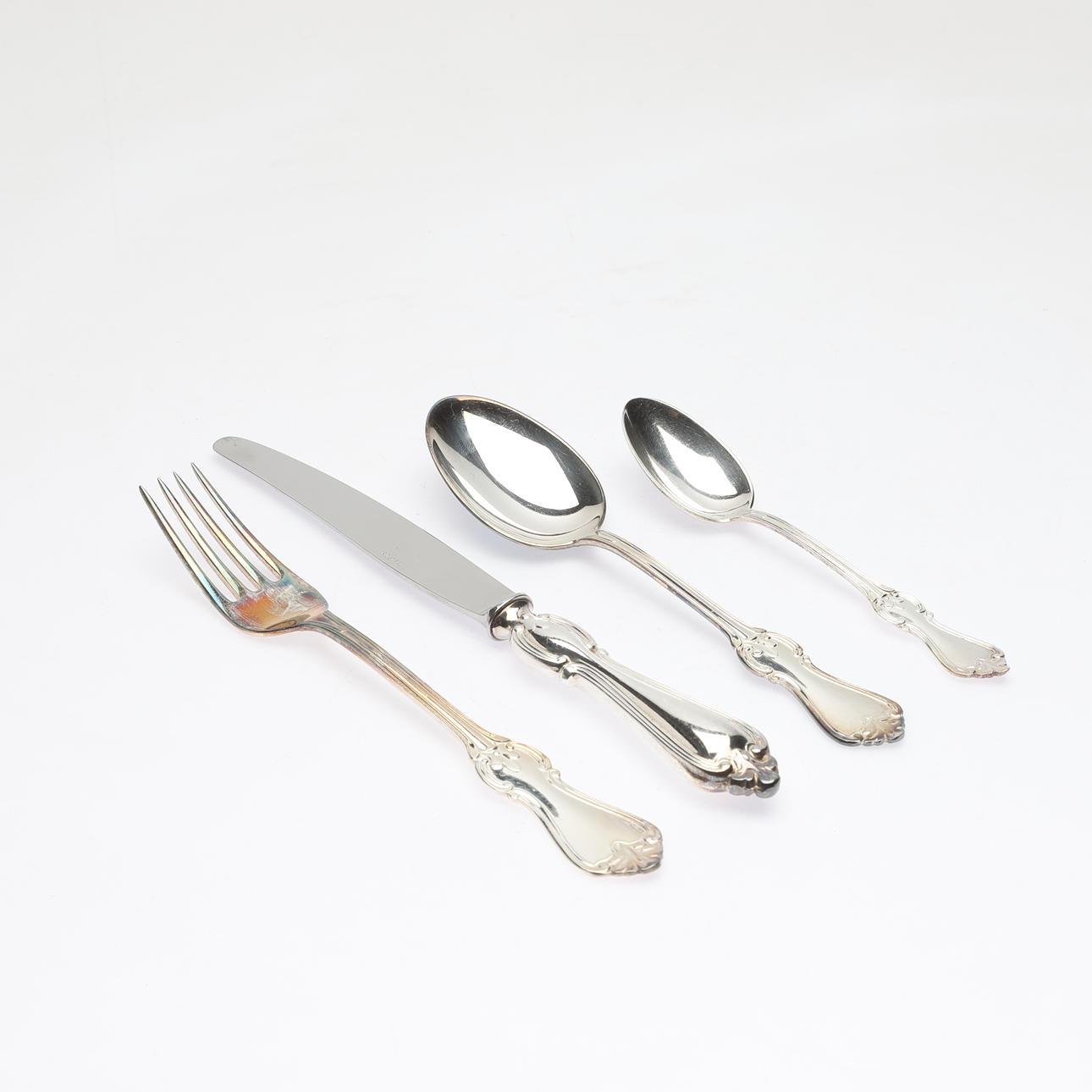 BESTICK, 48 delar, nysilver, "Olga", GAB.