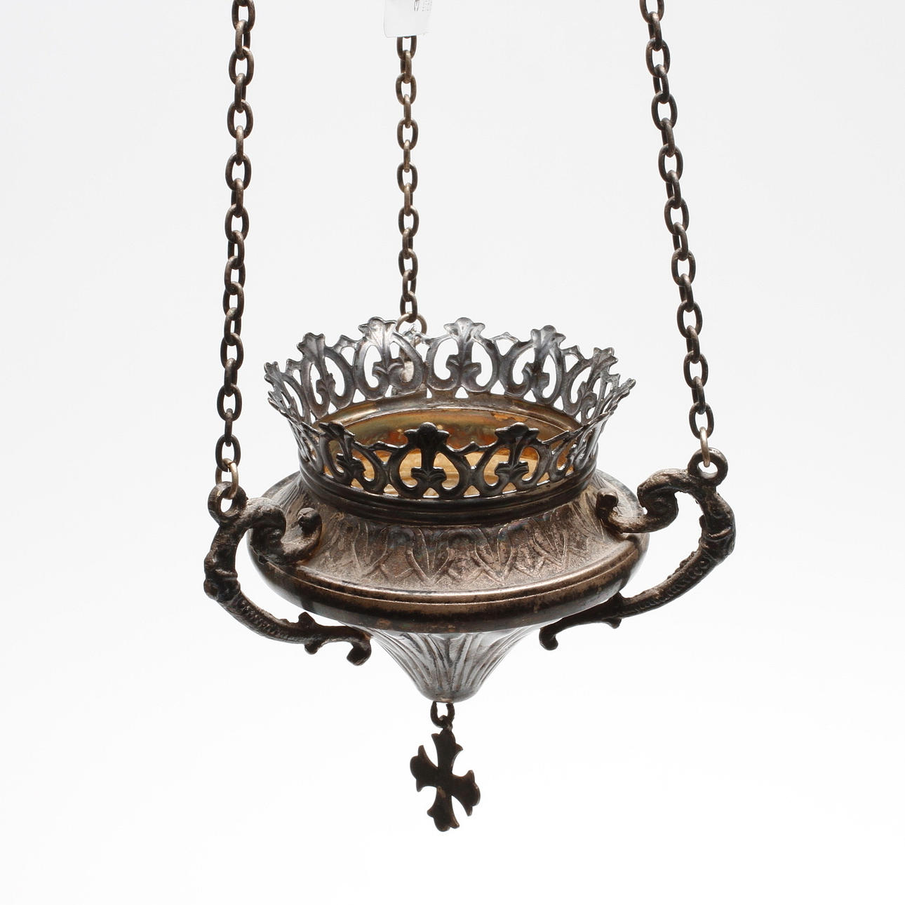 IKONLAMPA, vitmetall, Ryssland, omkring 1900.