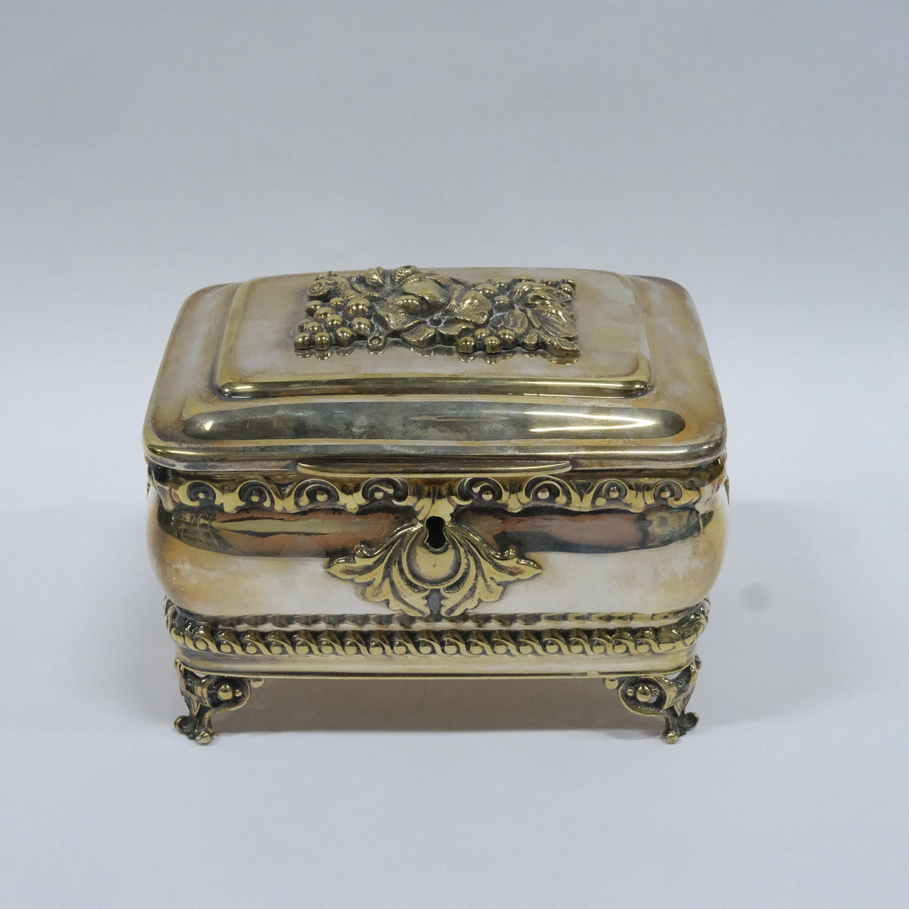 FRAGET. A NEO-ROCOCO SUGAR BOX, NICKEL SILVER, WARSAW.