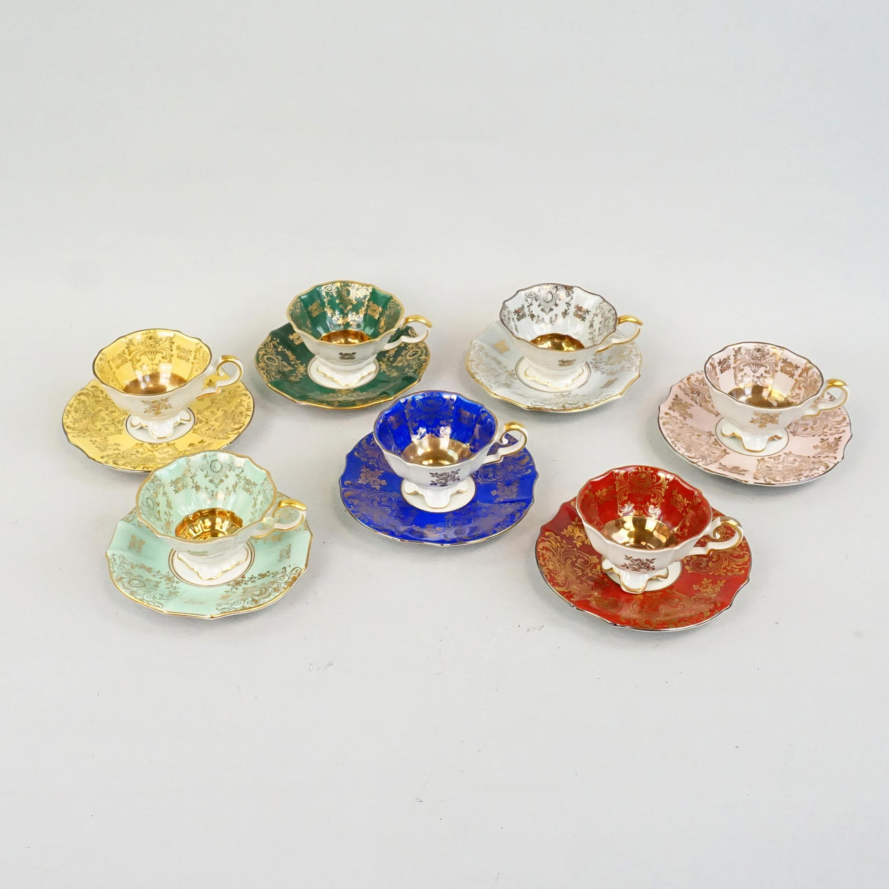 MOCCATASSEN mit Untertasse, 7 Stück, Alka Bavaria.