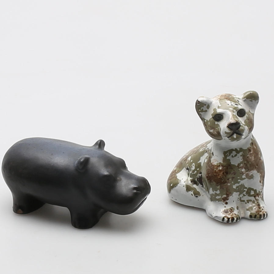 MARI SIMMULSON. Djurfiguriner 2 st, stengods. Upsala-Ekeby.