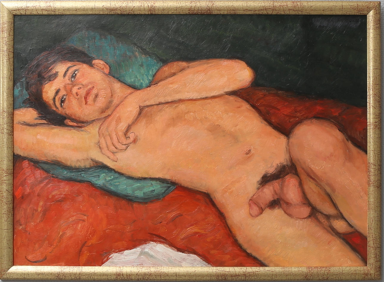 HASSAN BJÖRNSTRÖM. Nakenmodell. Olja på kartong, signerad Hassan Bjorn.