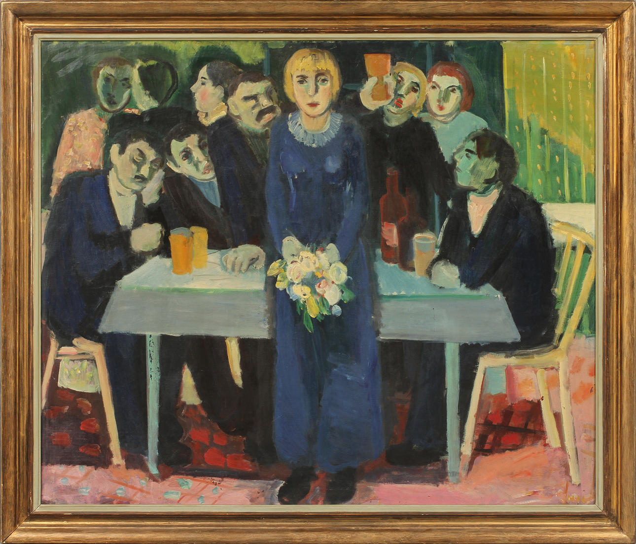 NILS NILSSON (1901-1949). "Kafé, Bretagne". Olja på duk. Utförd omkring 1934.