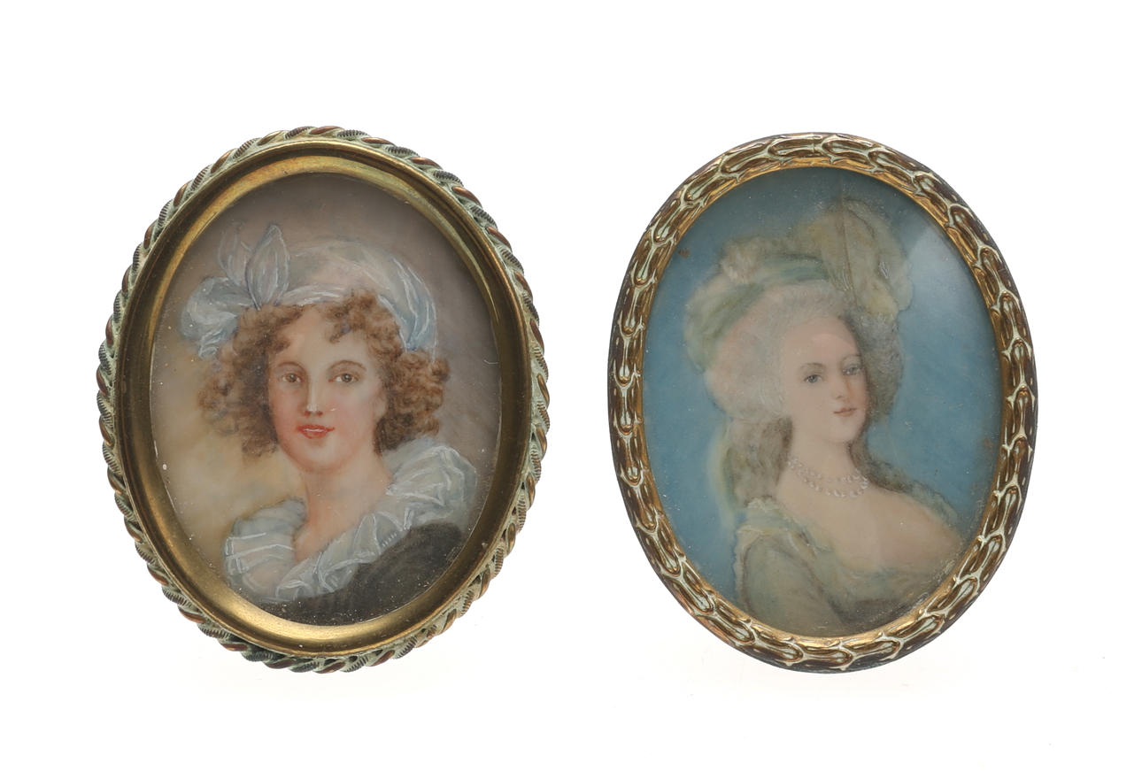 OIDENTIFIERAD KONSTNÄR. Miniatyrporträtt, 2 st, 1800/1900-tal.