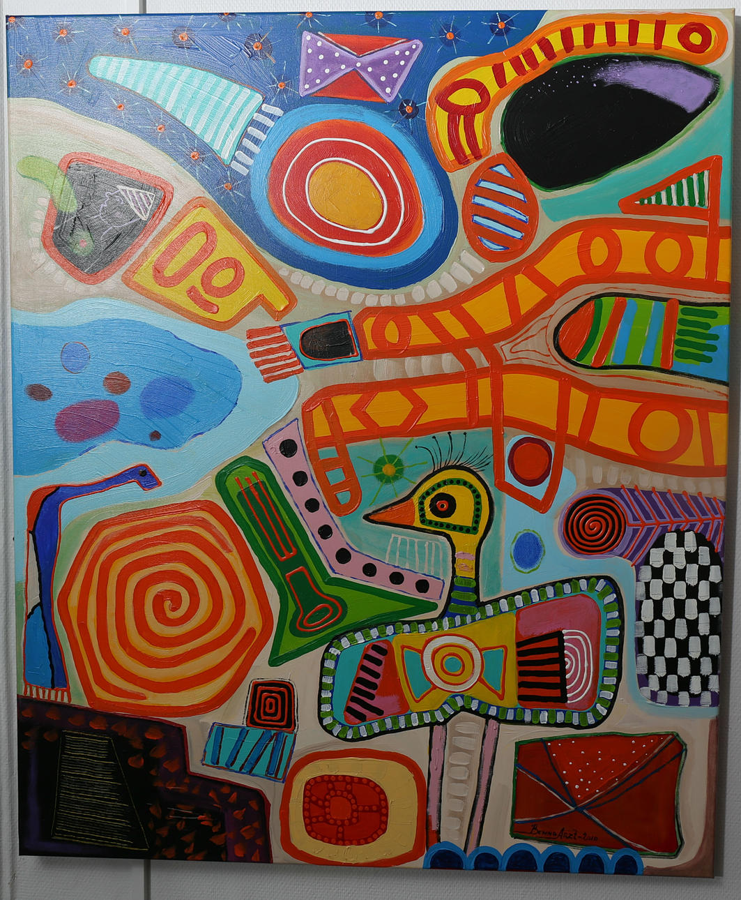 BENNO ARZT. Akryl på duk, "Nyfiken gul", signerad, daterad 2010.