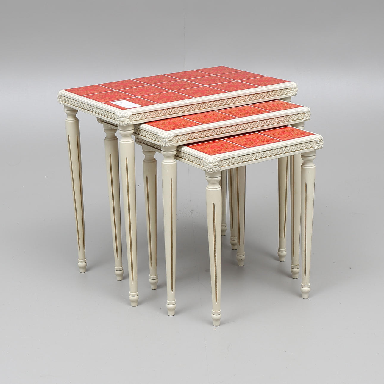 SATSBORD, 3 delar, med kakelplattor, gustaviansk stil, 1900-tal.