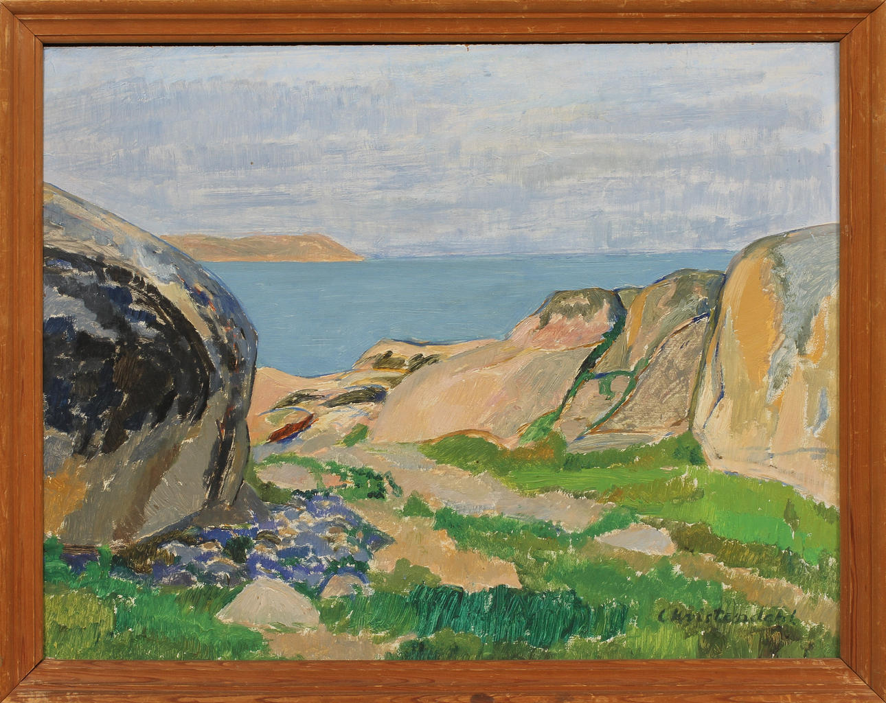 CARSTEN HVISTENDAHL. Motiv från Bohuslän. Olja på pannå, signerad.