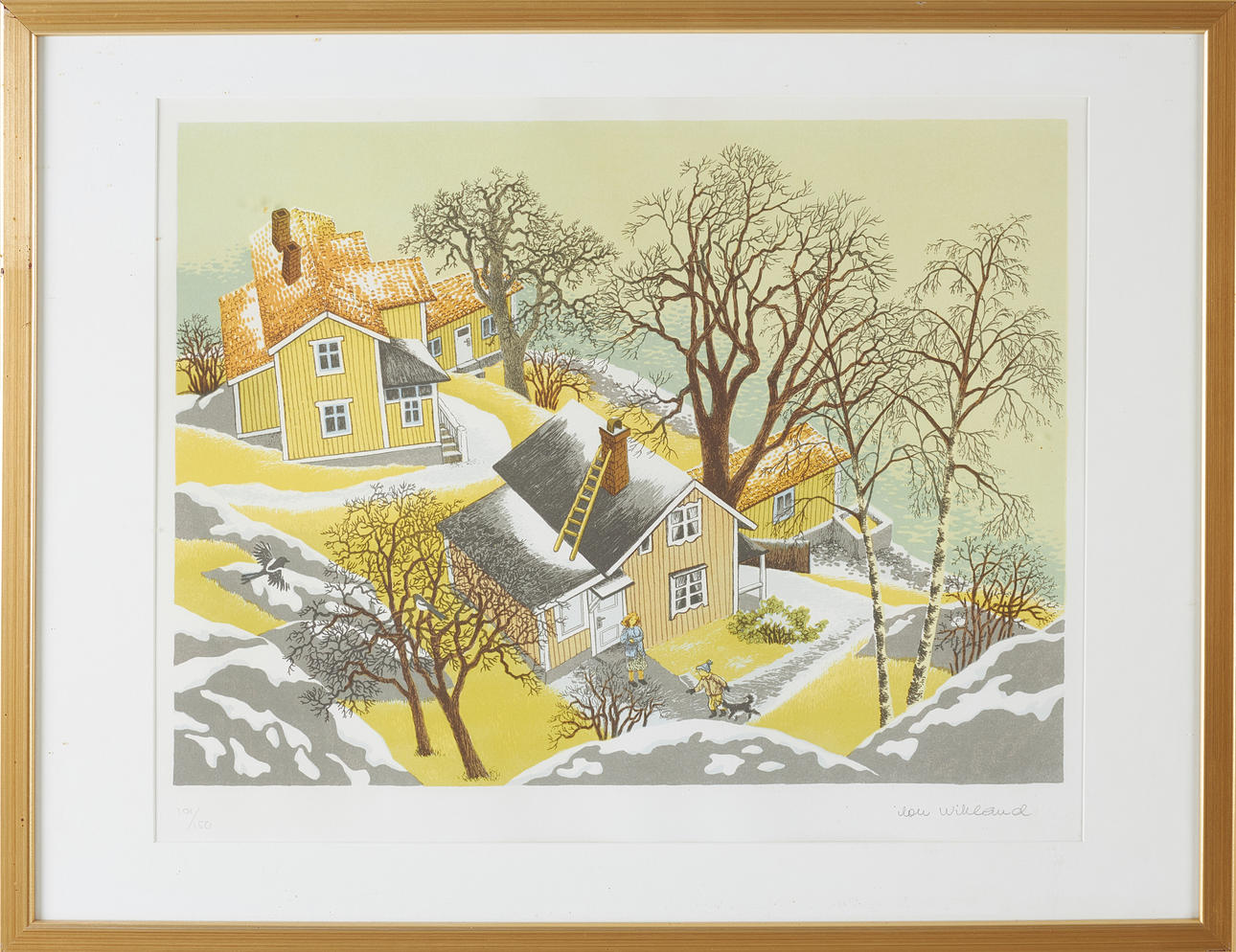 ILON WIKLAND. “View from Lotsberget”, lithograph in colours, signed, numbered 101/150.