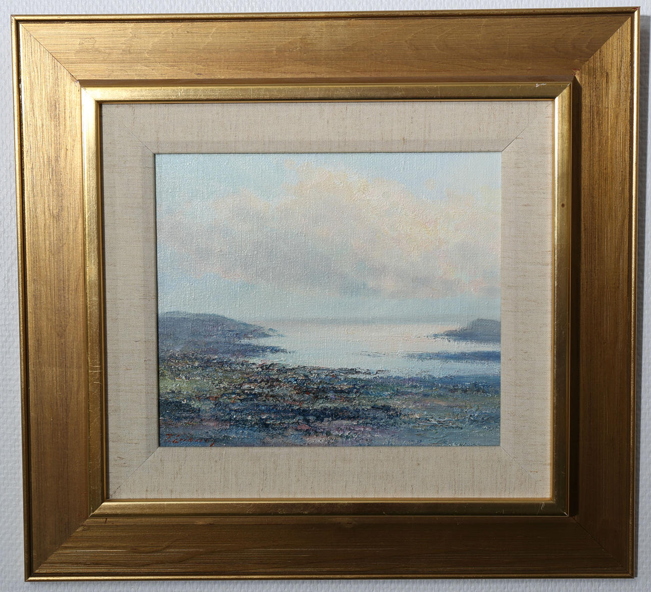 TAGE ERIKSSON. Olja på duk, "Strandbild Hönö Röd", signerad T Eriksson.