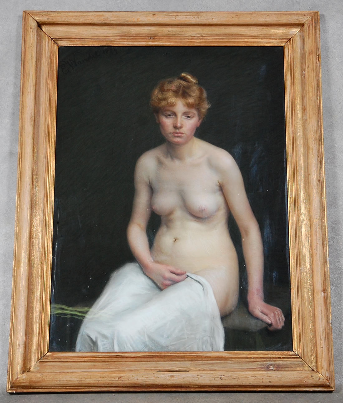 ELISABETH MÖLLER WANDEL. Danmark 1850-1926, " Ung Kvinna " Pastell på papper, signerad, daterad 1889.