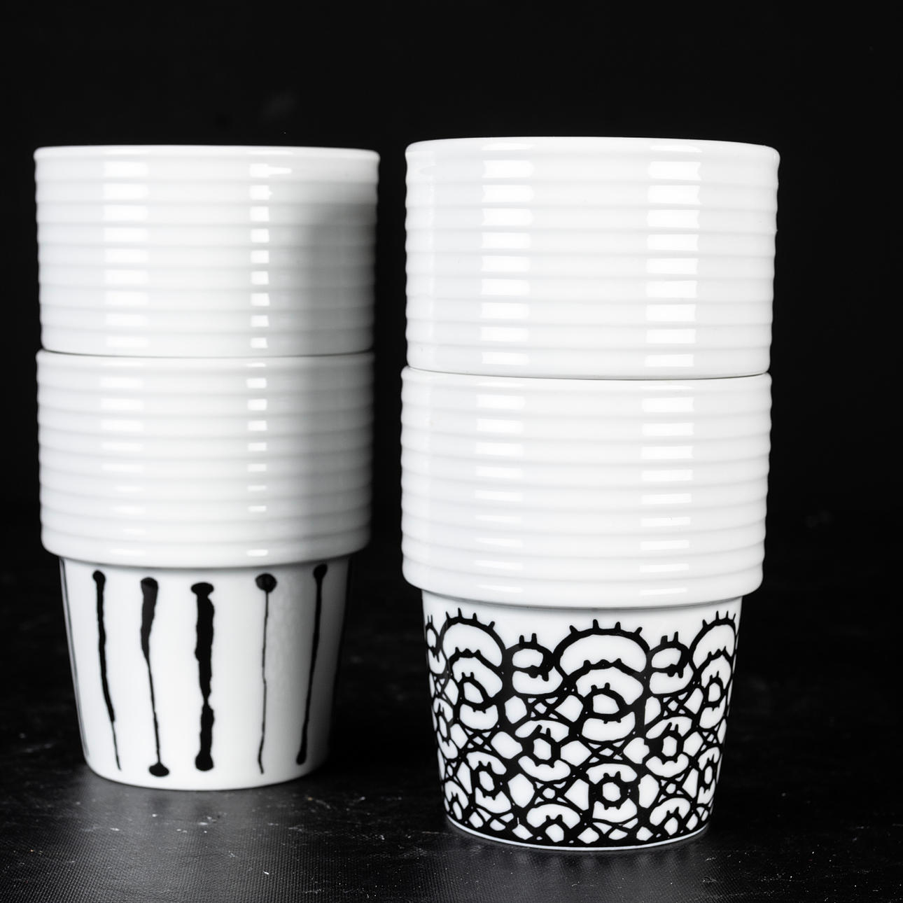 FILIPPA K, Vier Kaffeetassen, Rörstrand.