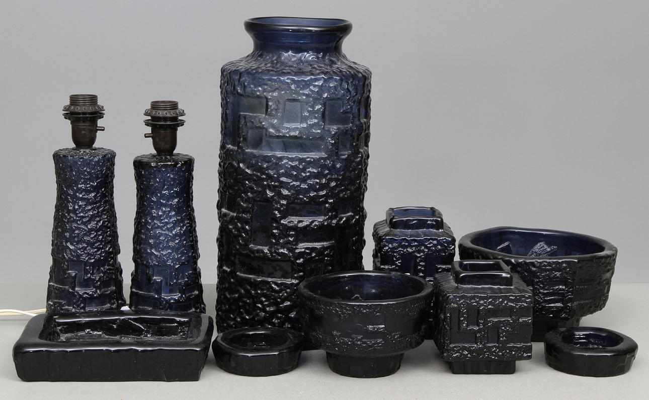 GLASFÖREMÅL, 10 delar, Ruda glasbruk, Göte Augustsson.